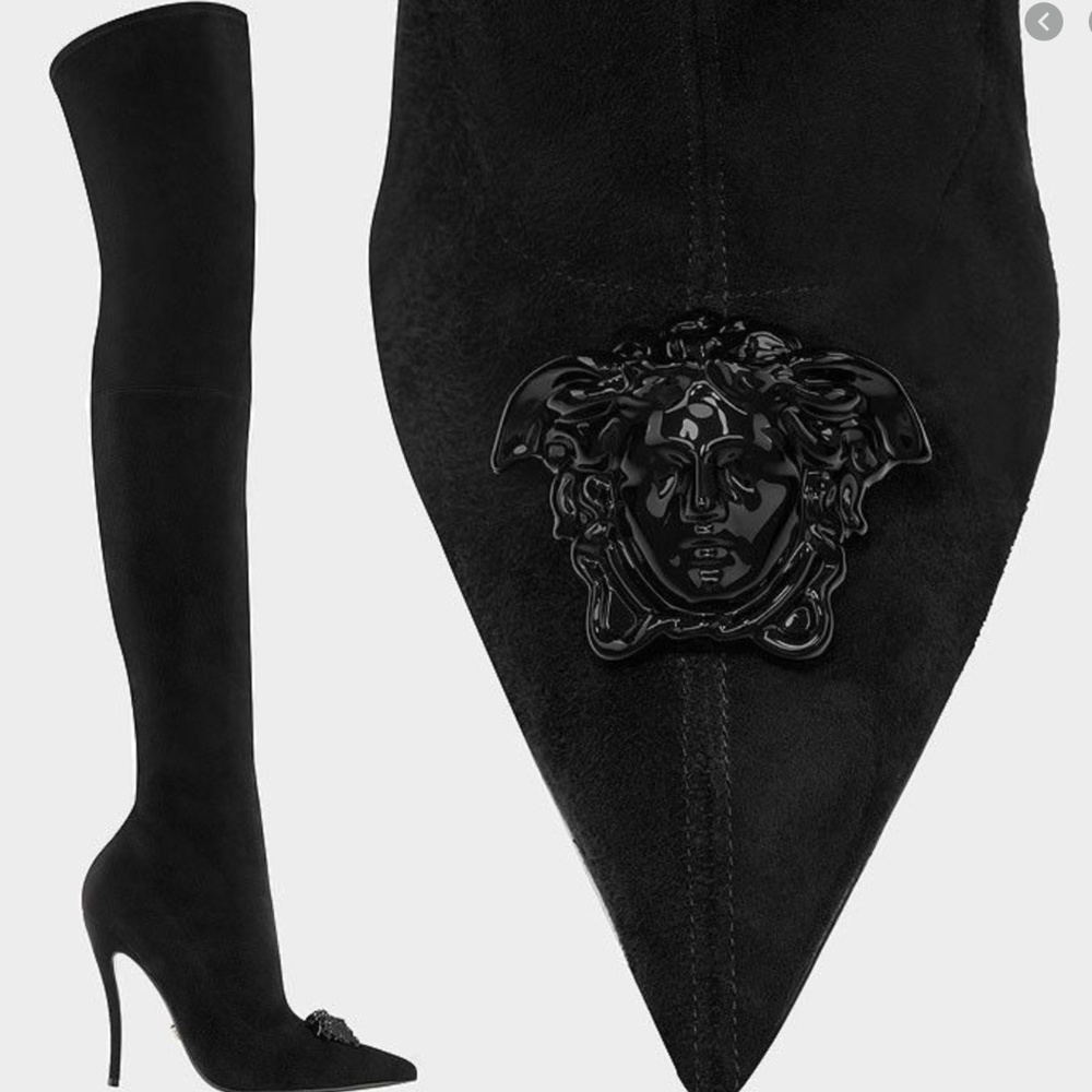 Versace Thigh High Suede Boots